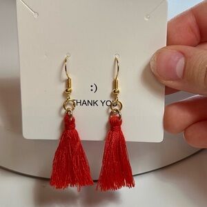 Red tassel earrings
